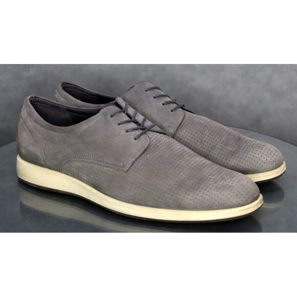 ECCO Men\'s Comfort Casual Shoes Size EU 46 US 12 Perforated Leather Gray